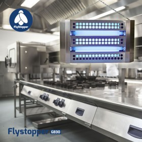 Flystopper GB30L – RVS Vliegenlamp met kleefplaat - standaard UVA lampen