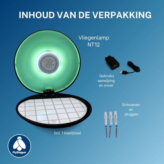 Flystopper NT12 - Design vliegenlamp met kleefplaat HACCP