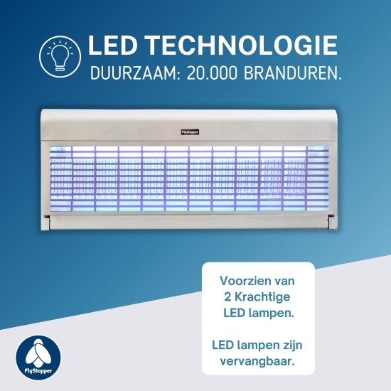 Vliegenlamp Flystopper HV400L LED - Volledig RVS - 18 Watt LED - 4000 Volt