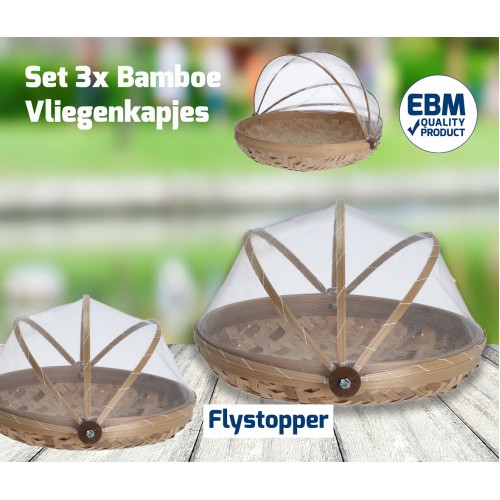 Vliegenkapjes bamboe set 3 stuks