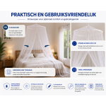 2 persoons Klamboe XXL - Met 80 cm ring - 14 m omtrek | Flystopper K1402 