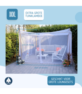  Klamboe recht voor tuin en patio XXXL 400x300x230cm Flystopper K4000