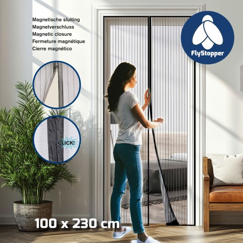 Magnetisch Vliegengordijn Deurgordijn Zwart Flystopper MC230 - 100x230 cm