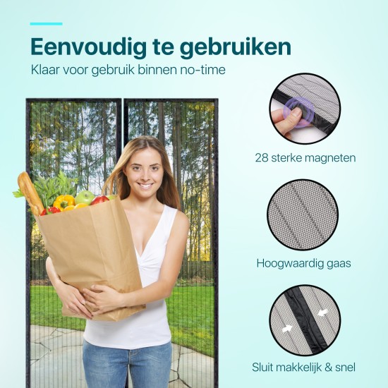 Magnetisch Vliegengordijn Deurgordijn Zwart - 100x230 cm Magnetisch Vliegengordijn Deurgordijn Zwart - 100x230 cm